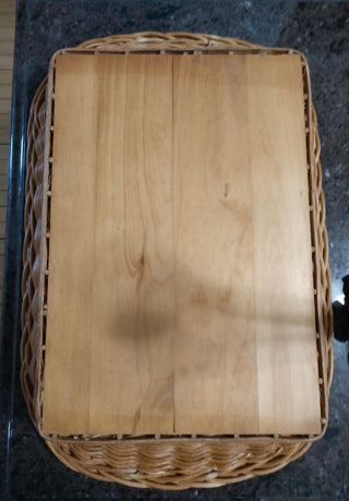 Lrge Wicker Tray Wood Bottom