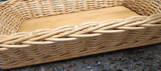 Lrge Wicker Tray Wood Bottom
