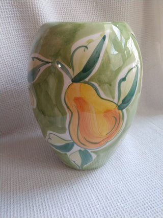 Hand Painted Ceramic Vase 8" Made in Portugal 4 Fruit designs