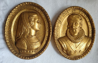 Oval Plaster Busts King & Queen of France