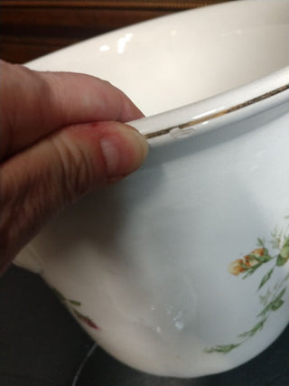 Staffordshire English Floral Chamber Pot w Lid