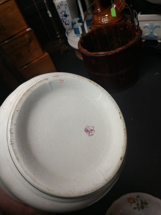 Staffordshire English Floral Chamber Pot w Lid