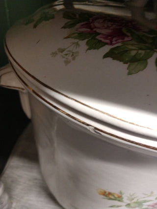 Staffordshire English Floral Chamber Pot w Lid