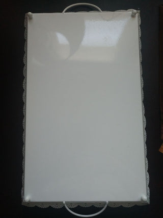White Metal Serving Tray 17" x 11"