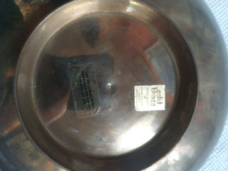 VINTAGE BRASS & ENAMEL BOWL Peacock & Flowers Made in India - Colorful 9.5"