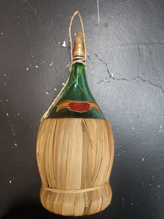 Large Green Vintage Chianti Bottle Italy