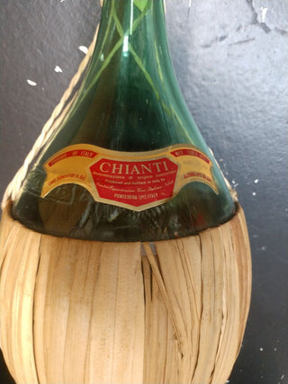 Large Green Vintage Chianti Bottle Italy