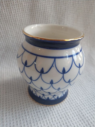 Small Blue & White Vase fish scales