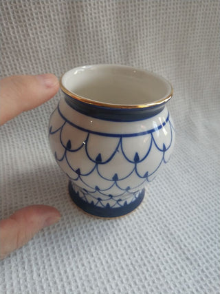 Small Blue & White Vase fish scales