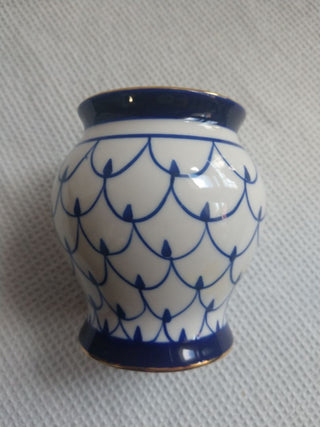 Small Blue & White Vase fish scales