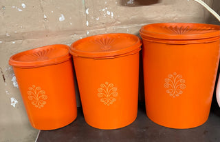 VTG Tupperware Canister Set-3 Harvest Orange Canisters #205