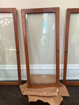 wood frame cabinet door w glass vintage