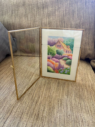 handpainted watercolor w brass frame