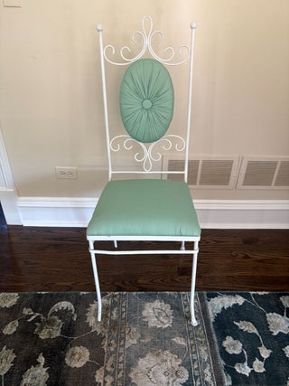 MCM tufted wrought iron chair