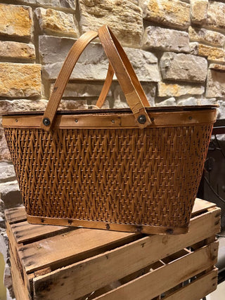 Vintage Redmon Woven Picnic Basket, Large