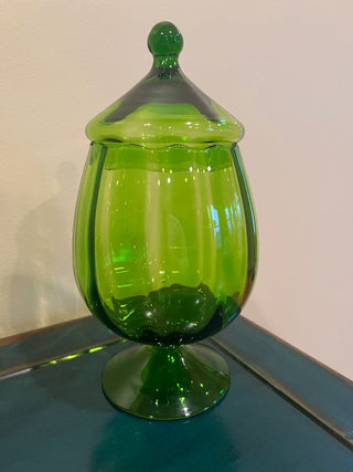 Tall Green Glass Apothecary Jar from the Empoli Region of Italy