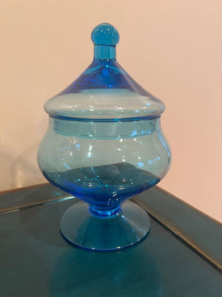 Translucent Blue Glass Apothecary Jar from the Empoli Region of Italy