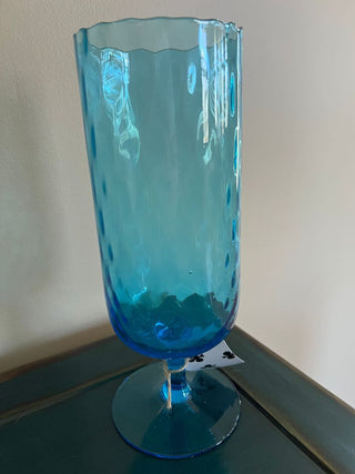 Translucent Dimpled Blue Glass Vase from the Empoli Region of Italy