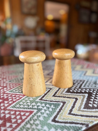Mushroom Shaped Salt/Pepper Shakers (Light Wood)