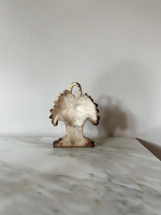 Hubley #8 Pink Flower Basket Antique Cast Iron Doorstop