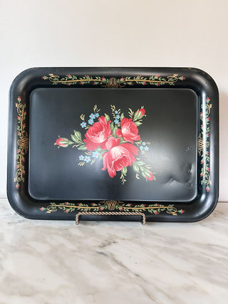 Black Toleware Metal Tray