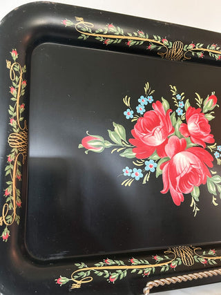 Black Toleware Metal Tray