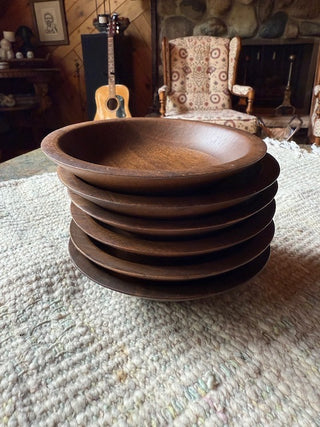 Heirloom Walnut Ware Salad Bowls (6)