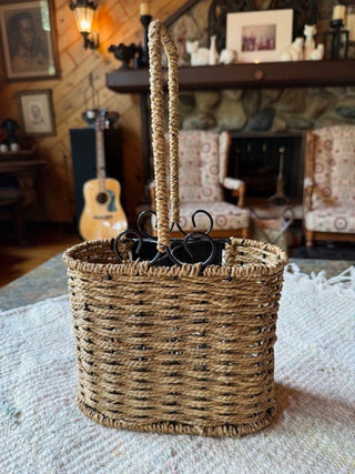 Wicker Wine Basket with Handle