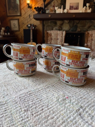 Vintage Soup Mugs - set of 6 (one chipped)