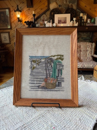 Cross Stitched Beach Scene