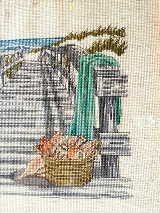 Cross Stitched Beach Scene