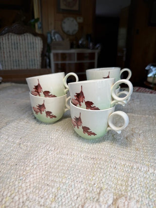 Coffee Cups w/Leaf Motif