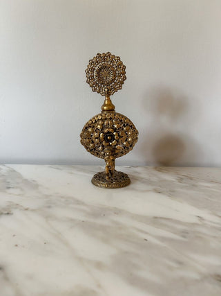 Ormolu Perfume Bottle w/ Filigree & Cherub Details