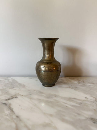 Chinese Etched Brass Vase