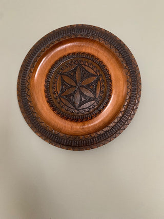 Carved wood plate