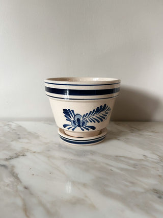 Blue Floral Stoneware Planter