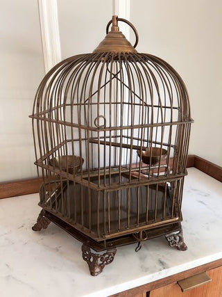 Decorative Hexagonal Brass Birdcage