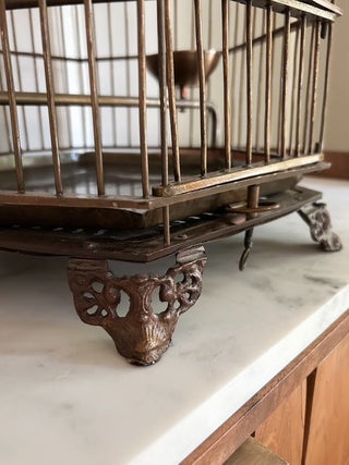 Decorative Hexagonal Brass Birdcage