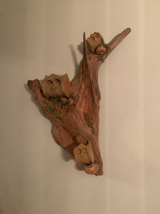 Wood carving 3 owls