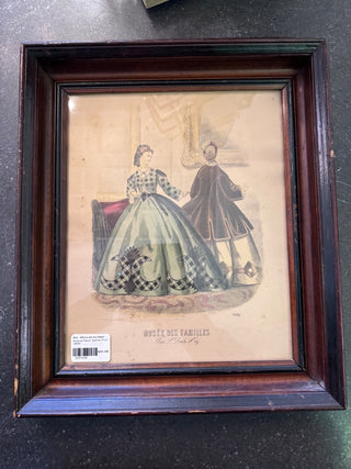 Antique French Fashion Print 1800s