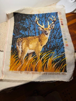 Unframed Crewel Deer