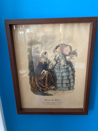 Vintage Miroir des Modes Victorian French fashion prints framed (set of 2)