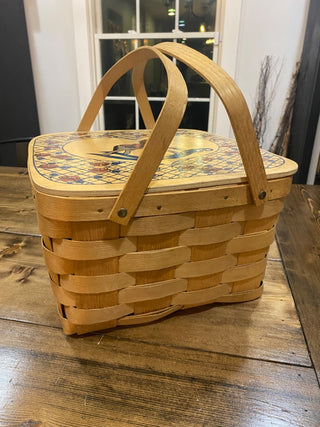 Vintage Basketville Putney Vermont Large Picnic Basket Rocking Horse