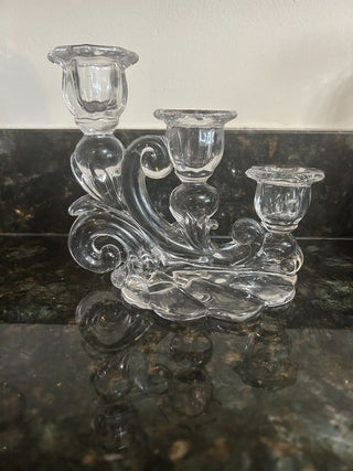 Vintage Cambridge Caprice Triple Candle Holder 6 1/4 X 6 7/8 X 4 3/4