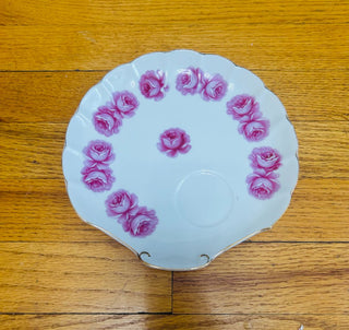 Porcelain Pink Flowered Scalloped Plate-Lefton China 8"