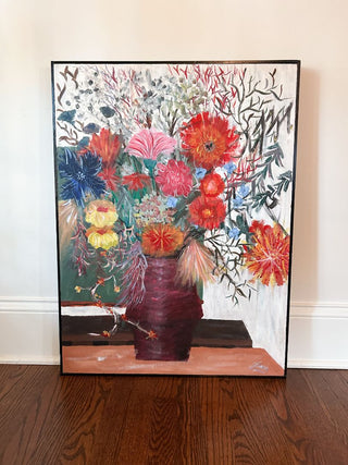 Signed Jane Mid-20th Century Floral Still Life Painting