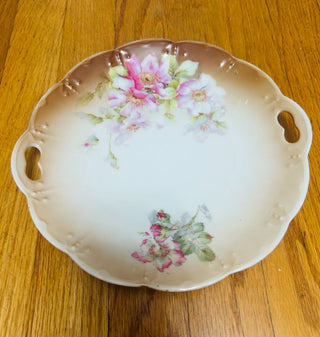 Antique flower handled serving plate made in Bavaria 9.5 X 9