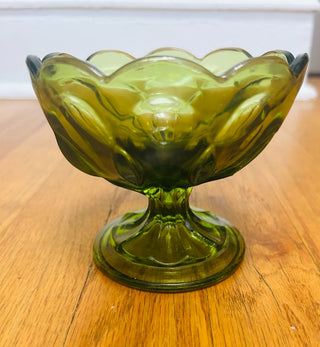 Vintage Anchor Hocking Green Glass Dish 4" X 4" X 5"