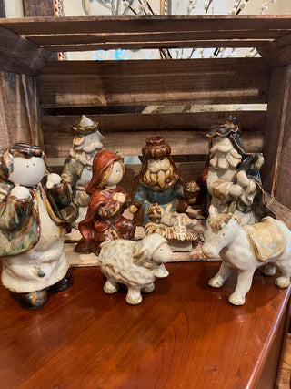 Glazed Ceramic Nativity Set