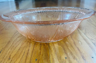Pink Depression Glass Serving Bowl Royal Lace Pattern 10"